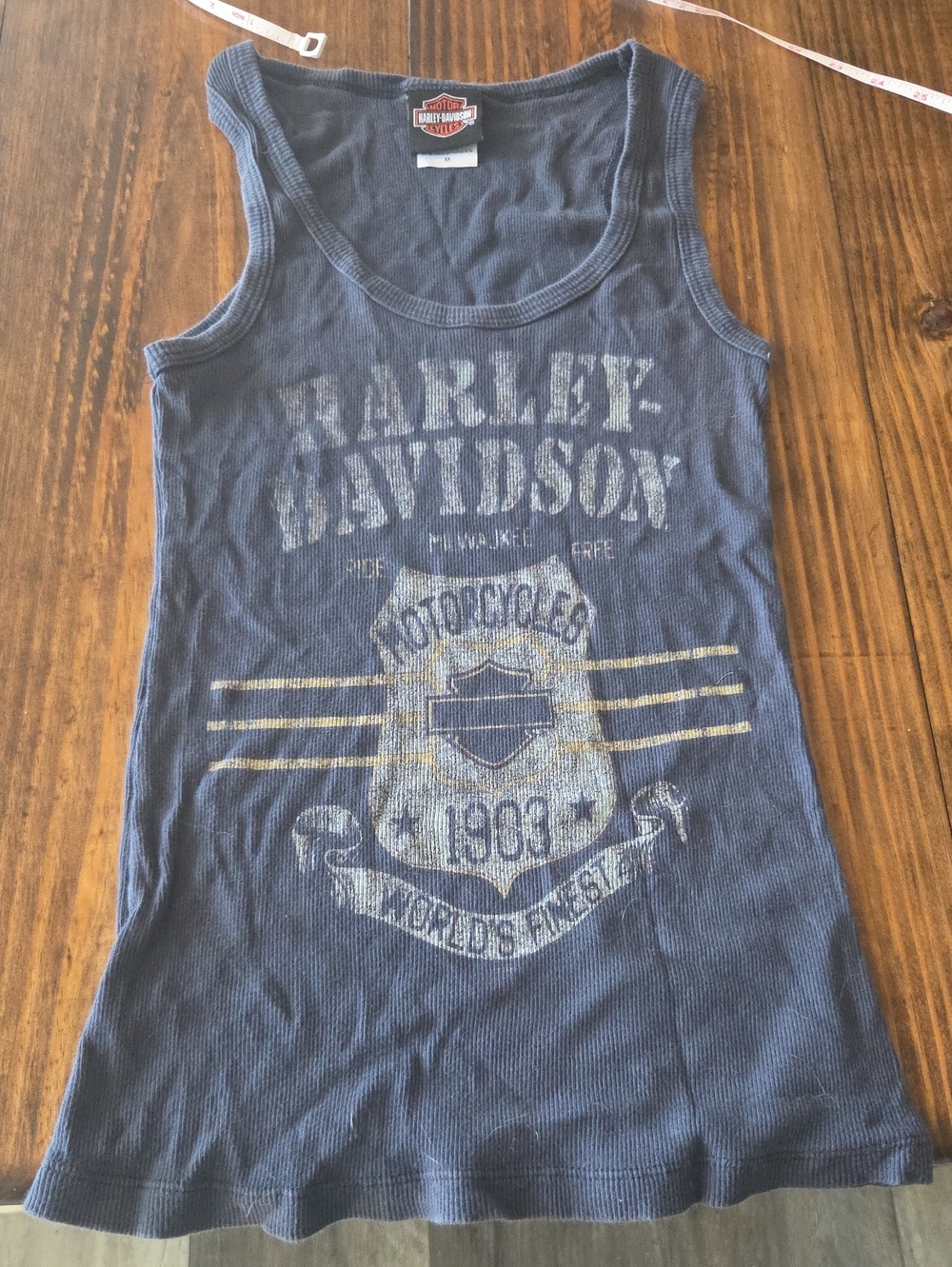 Harley-Davidson Navy and Faded Gold Womens Graphic Tank
